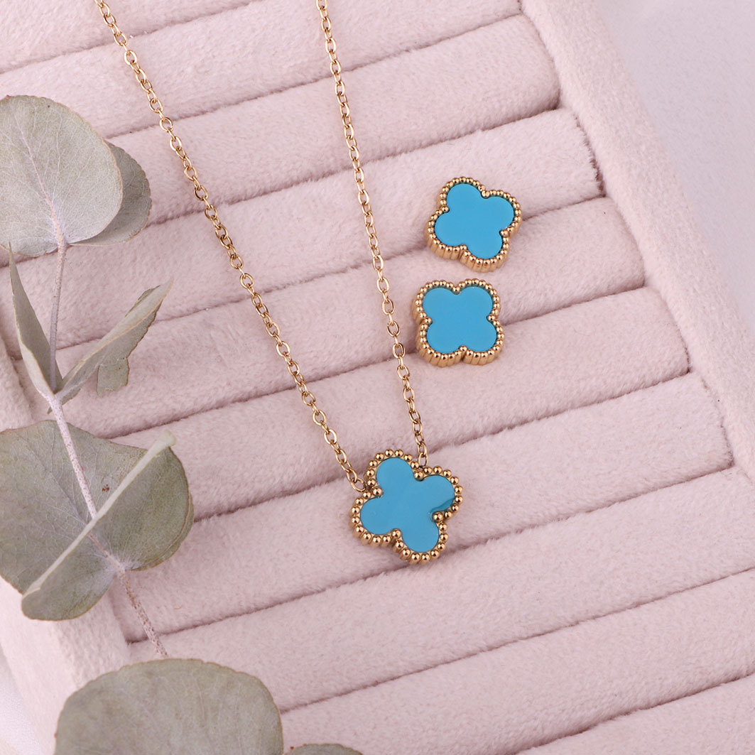 نیم ست  استیل ونکلیف تک گل آبی