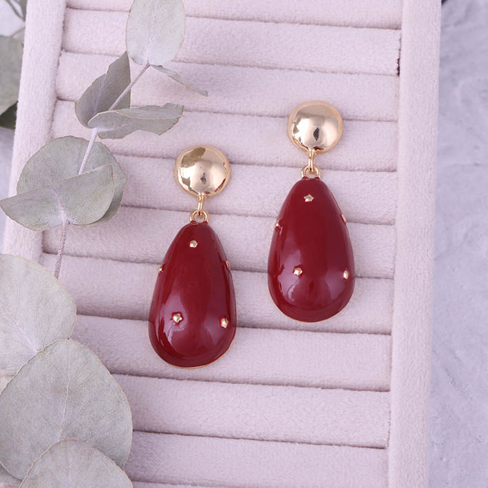گوشواره آویز زرشکی