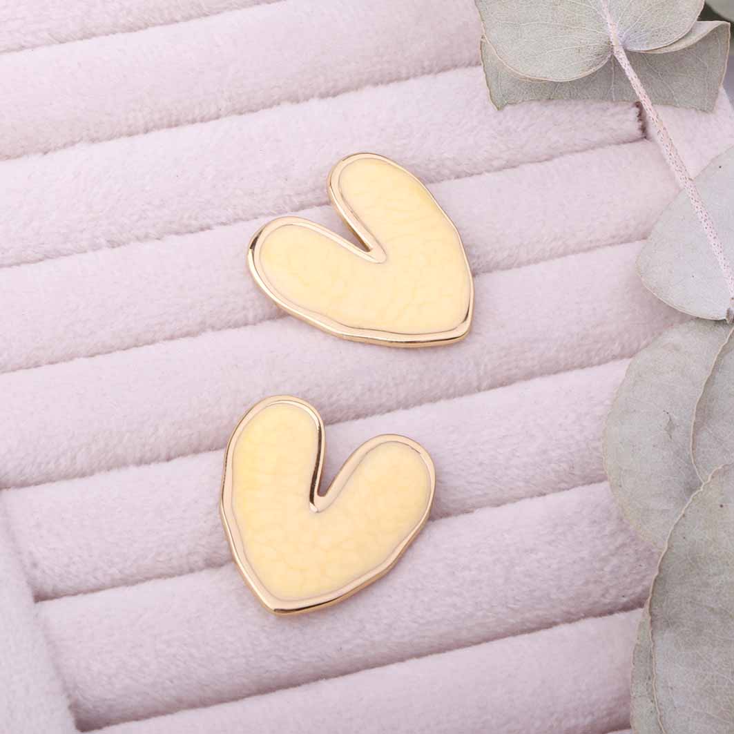 گوشواره میناکاری قلب لیمویی